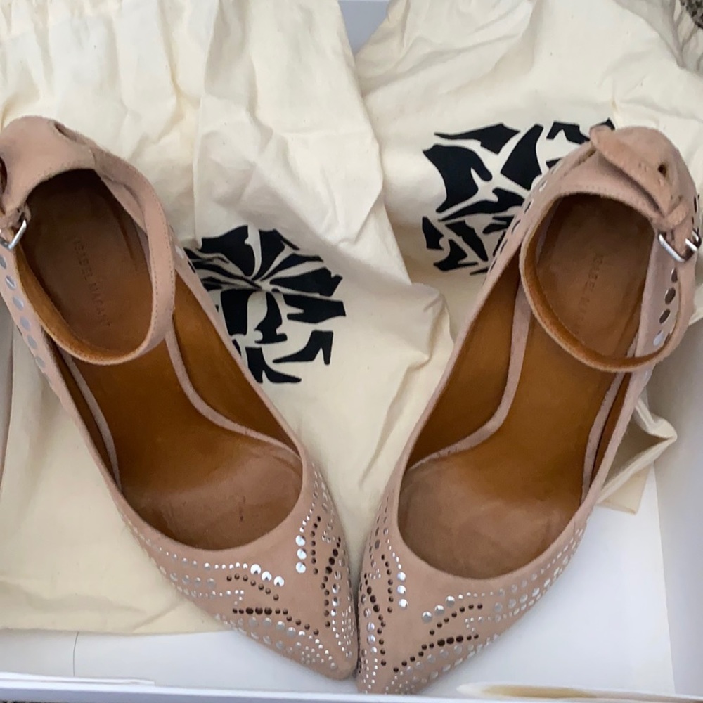 Isabel Marant Studded Suede Nude Heels
